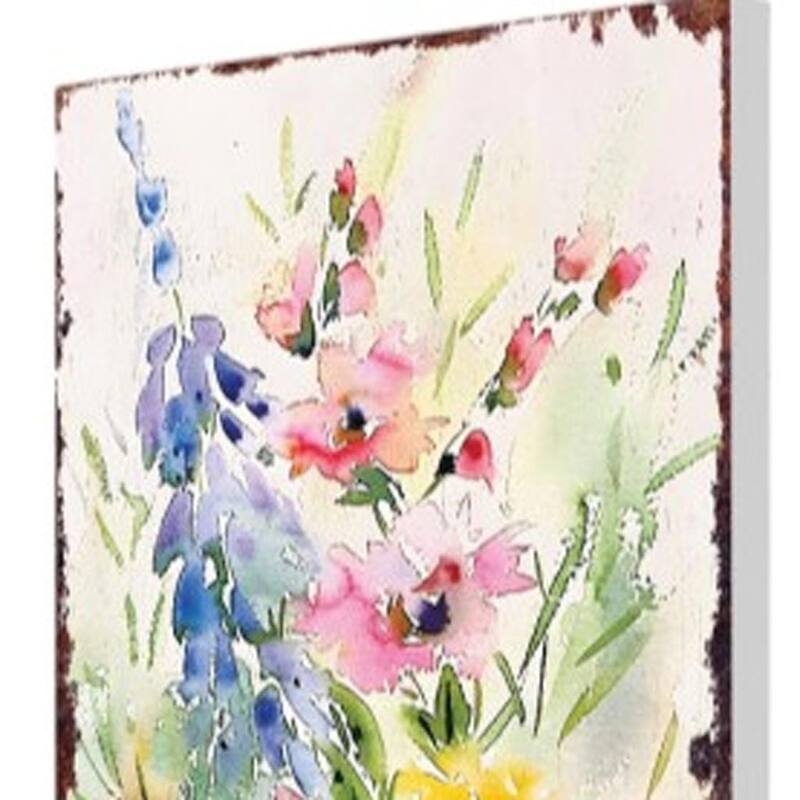 HomeRoots 30" Blue Pink White And Yellow Solid Wood Wildflowers Garden Stake