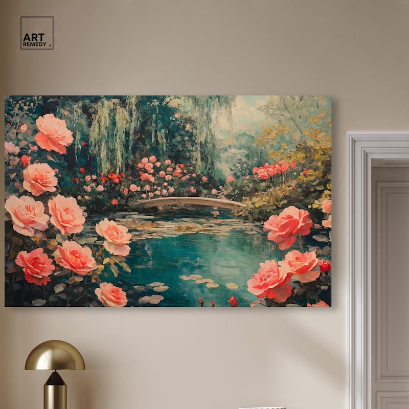 Rose Garden Bridge II Canvas by Art Remedy, Gallery Wrapped