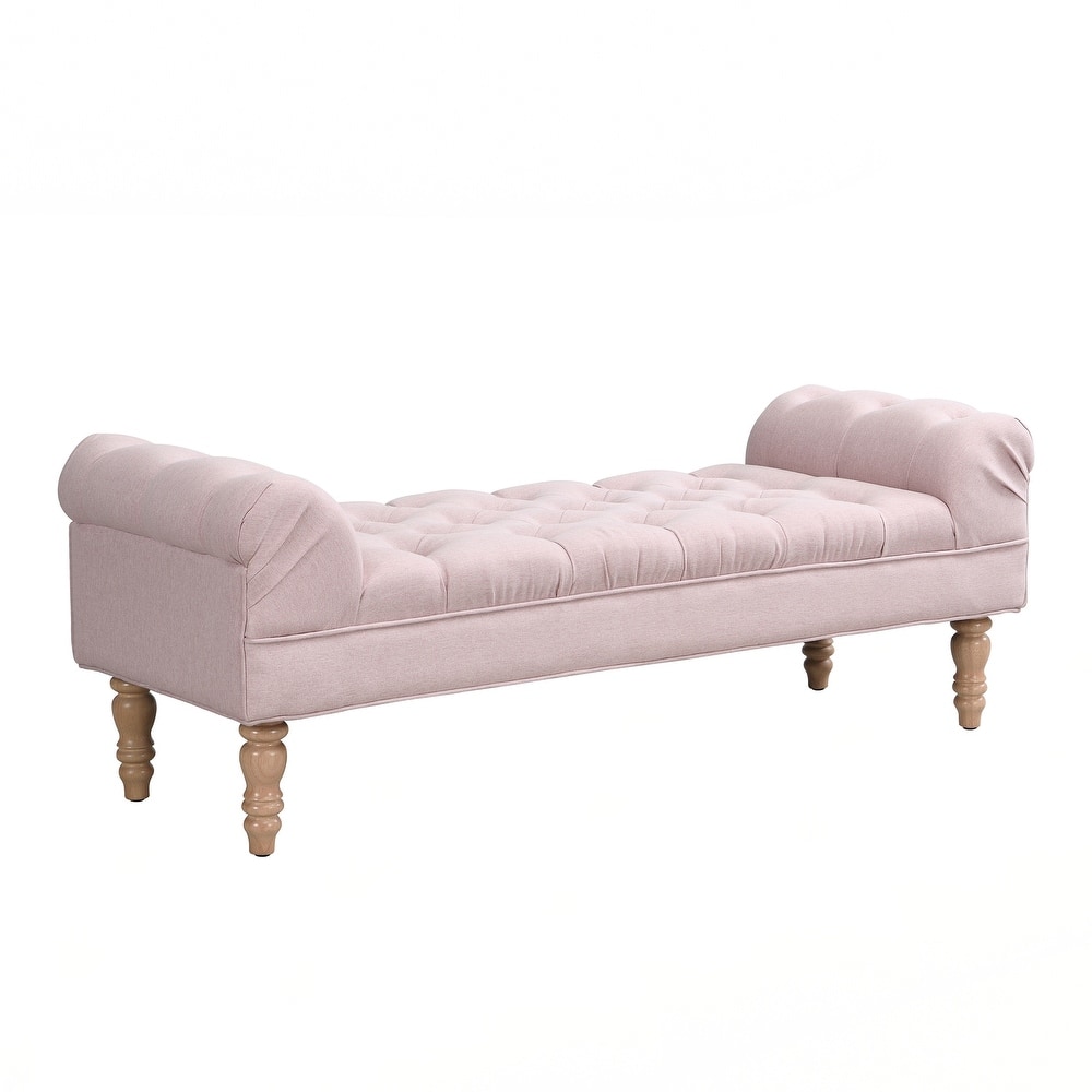 Button-Tufted End of Bed Bench,Large Upholstered Ottoman,Foot Rest with Legs