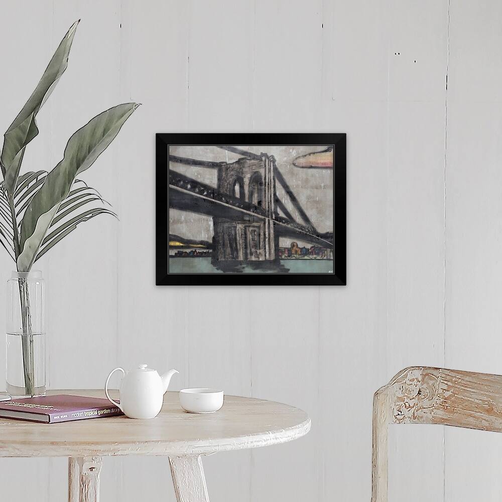 "Brooklyn Bridge" Black Framed Print