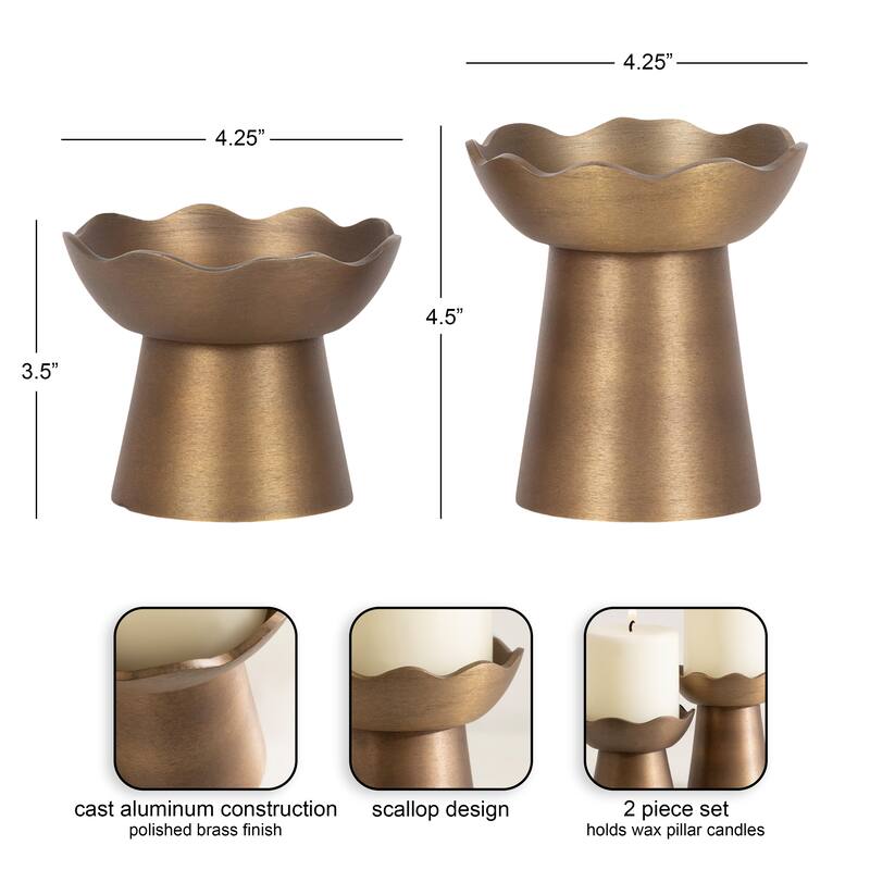 Kate and Laurel Alessia Metal Pillar Candle Holder Set - 2 Piece