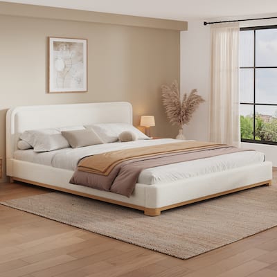 Christopher Knight Home - Lysander Boucle Upholstered Bed with Curved Headboard