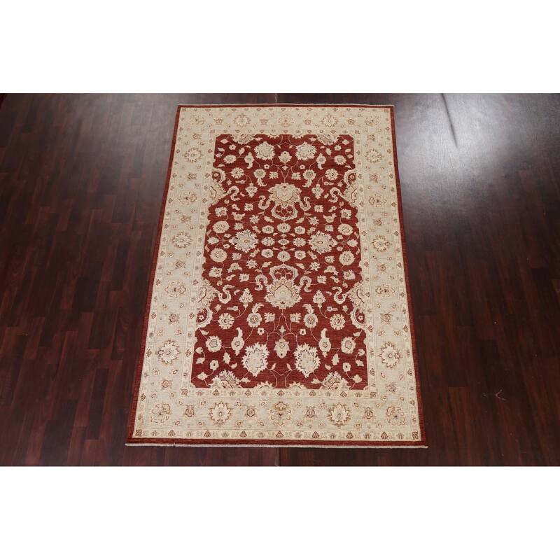 Vegetable Dye Floral Chobi Peshawar Oriental Wool Area Rug Handmade - 6'1" x 9'4"