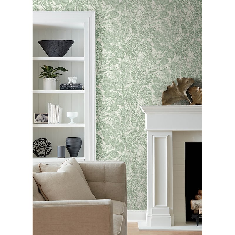 A-Street Prints Brentwood Green Palm Leaves Wallpaper