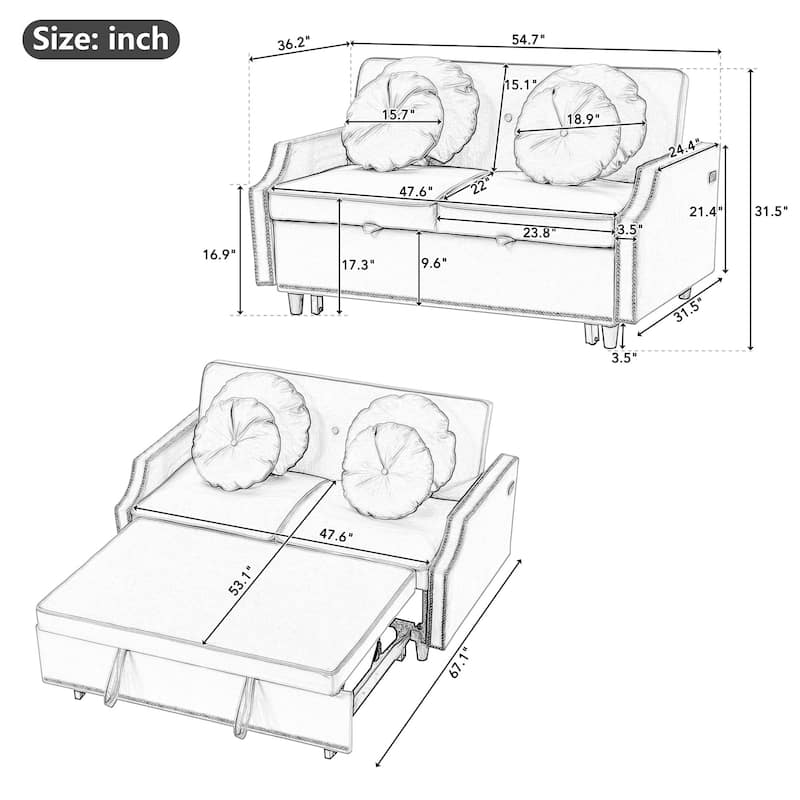 Multiple Adjustable Positions Sofa Bed