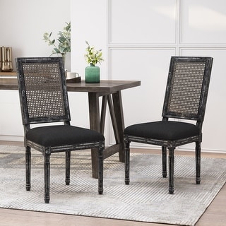 Regina French Country Wood and Cane Upholstered Dining Chairs by Christopher Knight Home