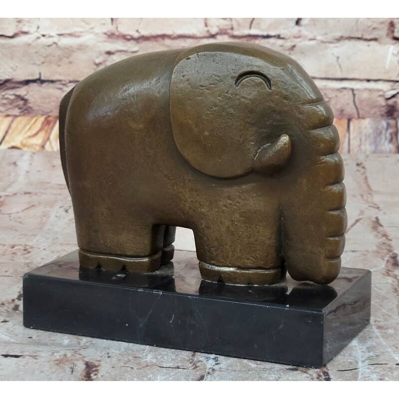 Abstract Modern Imitative Elephant Bronze Sculpture Statue Dali Art On Marble Base