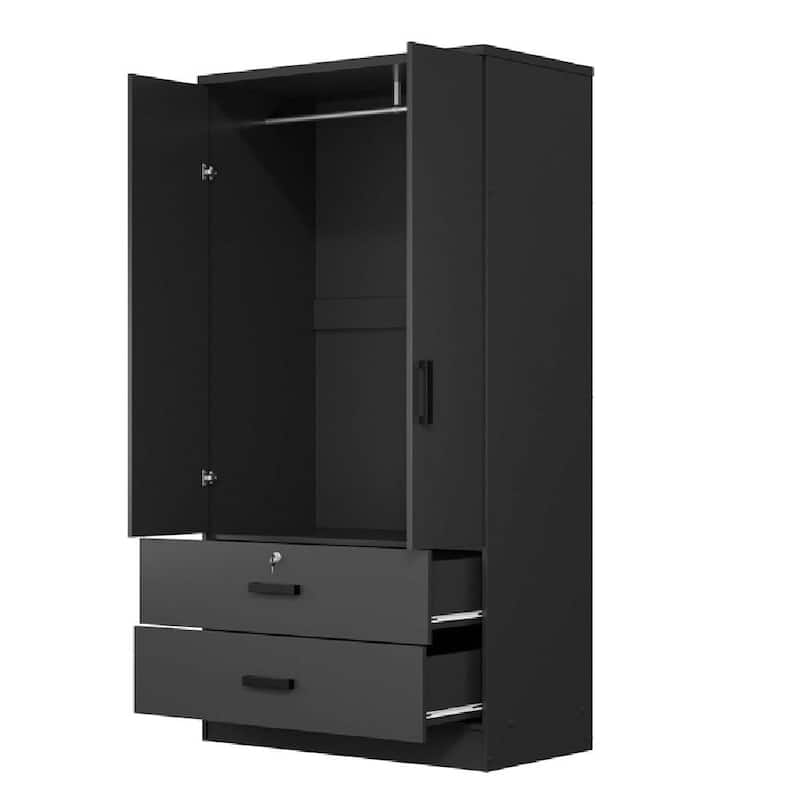 ​Bedroom Storage Cabinet - Wooden Wardrobe with Drawers