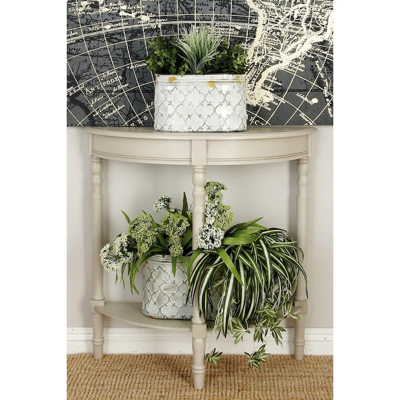 Wood Half Moon 1 Shelf Console Table - Light Gray or Light Brown - Roche River Decor