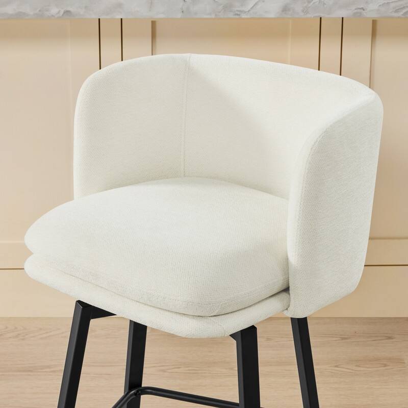 Spruce & Spring Modern Swivel Counter Bar Stool Set with Barrel Back&Double-layer Cushion