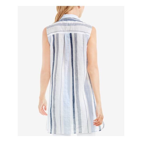 Vince Camuto Womens Ivory Striped Sleeveless Tunic Top Size L Overstock 23455930