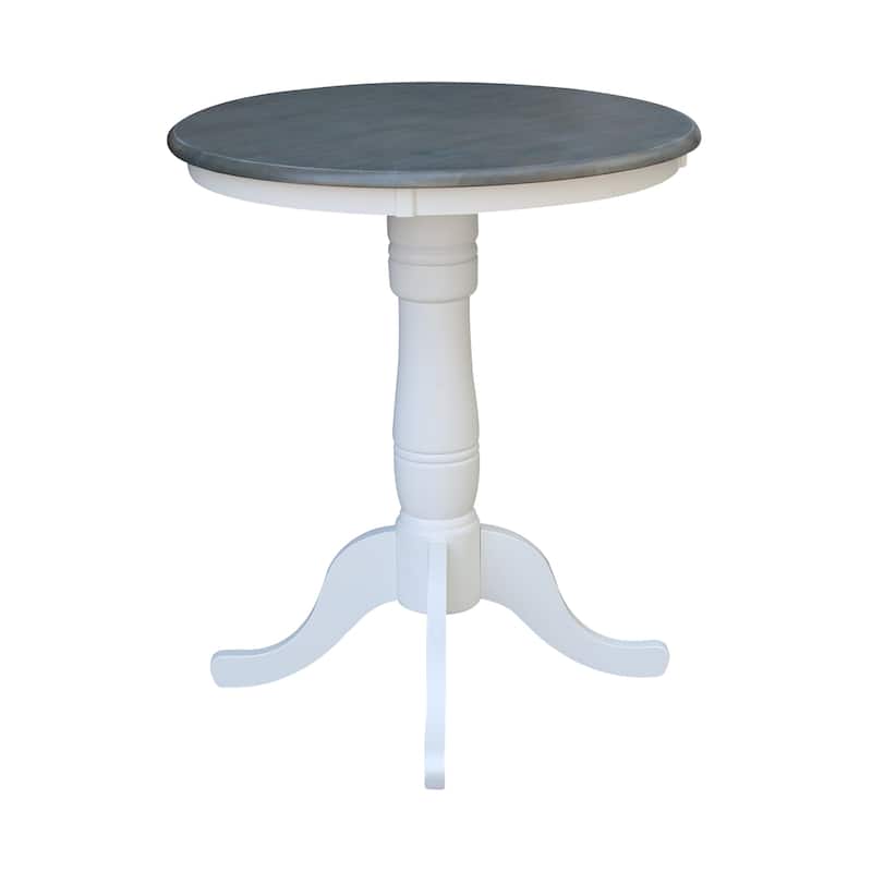 30" Round Top Pedestal Table - White/Heather Gray - N/A