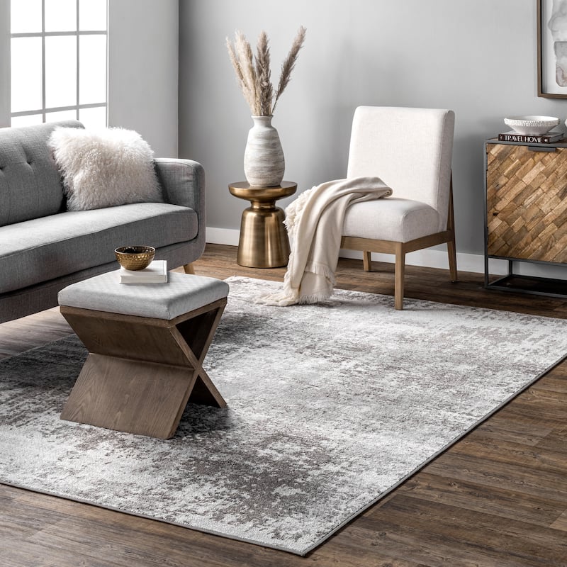 Nuloom Jade Faded Abstract Area Rug - 5' x 8' - Light Grey - Rectangle