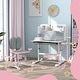 preview thumbnail 4 of 16, Qaba Kids Desk and Chair Set, Height Adjustable Kids School Study Desk and Chair Set with Tilt Desktop, Storage Drawer