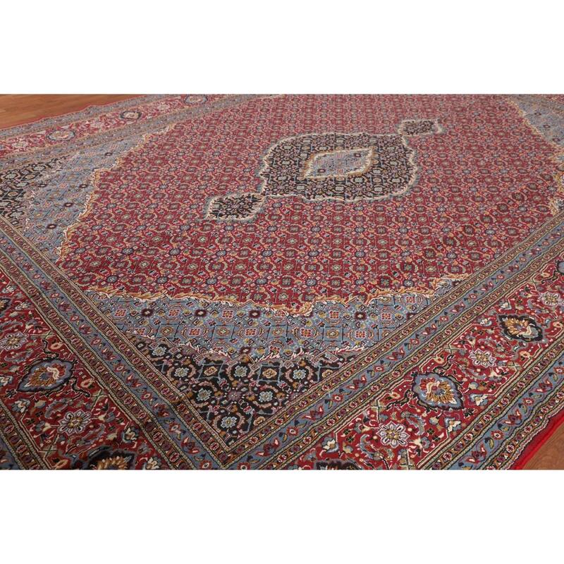 Red Geometric Tabriz Turkish Area Rug Machine Made Carpet - 9'7" x 12'7"