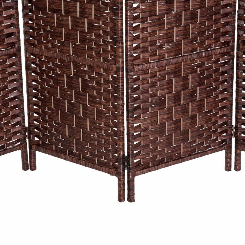 HomCom 6' Tall Wicker Weave Six Panel Room Divider Privacy Screen - Chestnut Brown