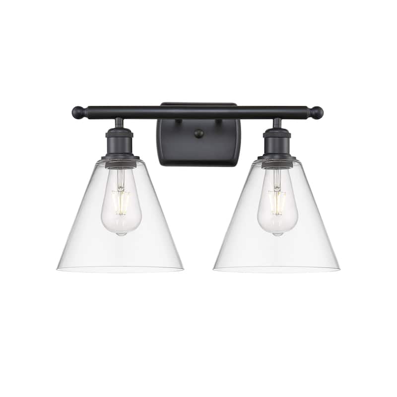 Innovations Lighting 516-2W-11-18 Berkshire Vanity Berkshire 2 Light - Matte Black / Clear