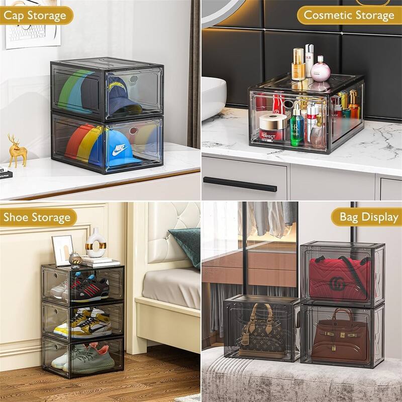 Clear Shoe Storage Organizer with Magnetic Door