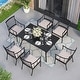 preview thumbnail 39 of 38, MAISON ARTS 7-Piece Patio Dining Set Steel Panel Table & 6 Dining Arm Chairs