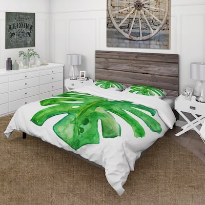 Designart 'Tropical Leaf Of Monstera I' Farmhouse Duvet Cover Set