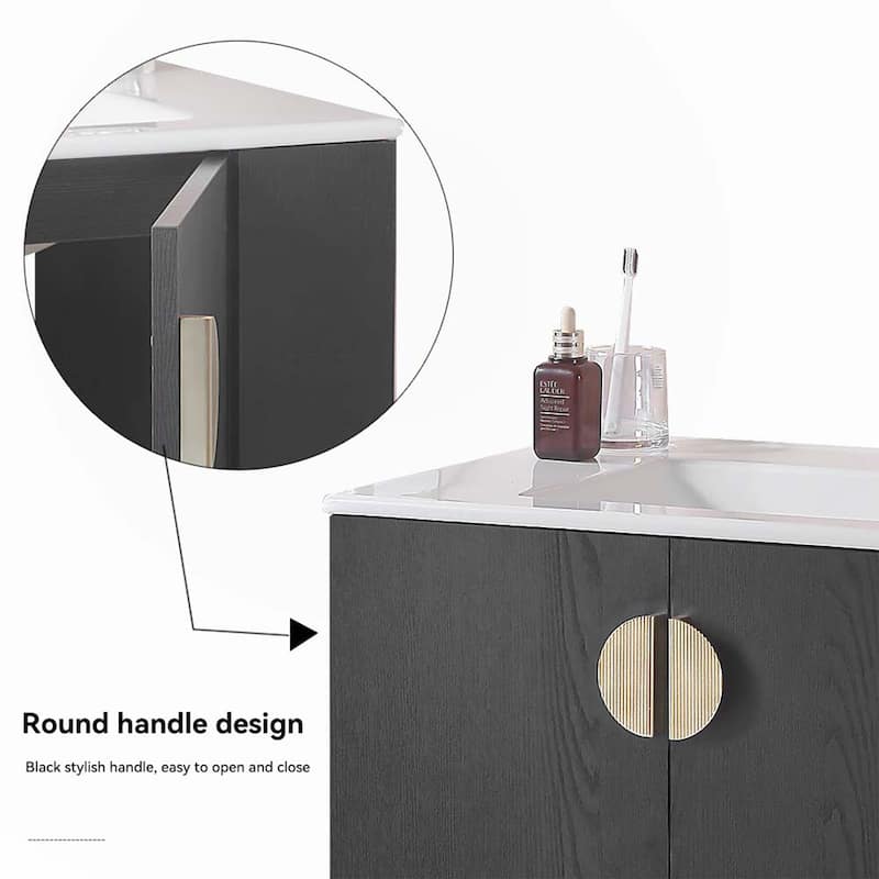 30" Bathroom Vanity with Sink,Solid Wood,Black