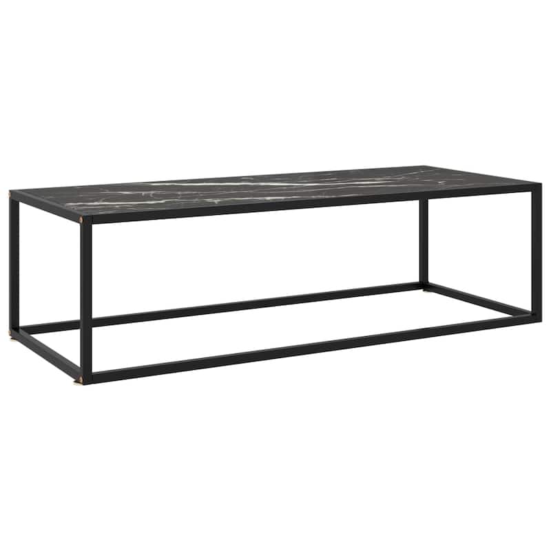 vidaXL Coffee Table Black with Black Marble Glass 47.2"x19.7"x13.8" - 47.2" x 19.7" x 13.8"