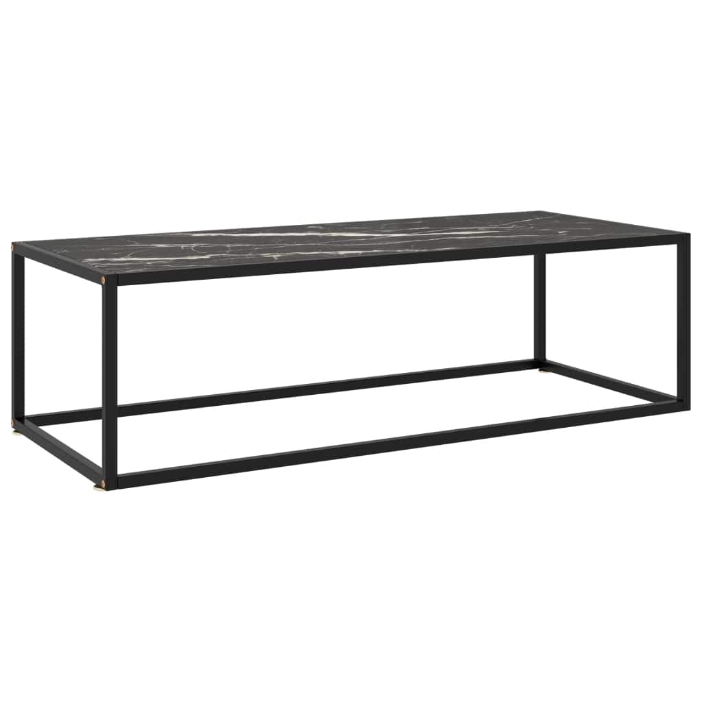 vidaXL Coffee Table Black with Black Marble Glass 47.2"x19.7"x13.8" - 47.2" x 19.7" x 13.8"