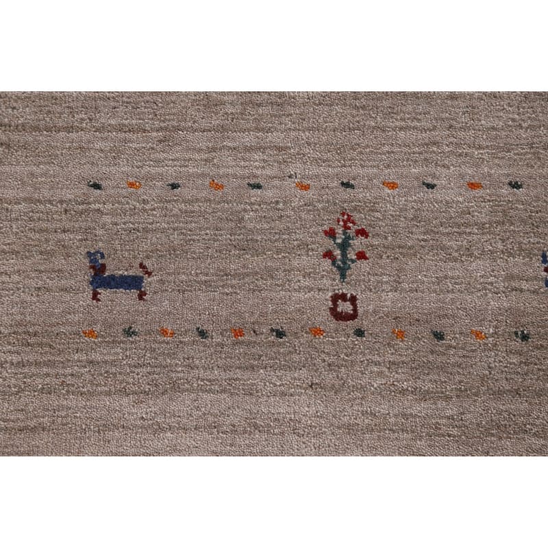 Little Animals Design Gabbeh Oriental Rug Hand-Knotted Wool Carpet - 3'0" x 4'11"