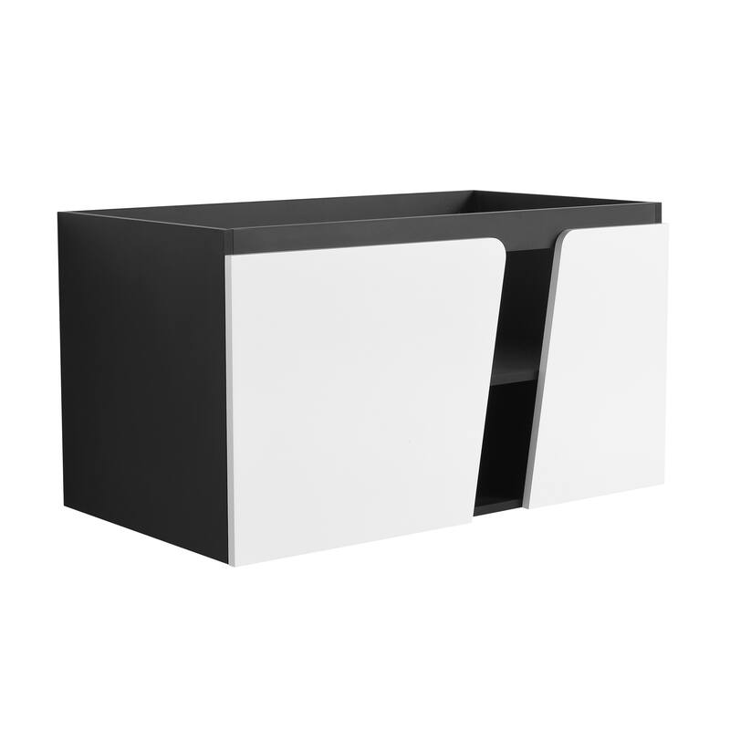 32" Wall-Mounted Bathroom Vanity with Soft-Close Doors,Floating Design,Eco-Friendly Plywood Cabinet(Vanity Without Basin)