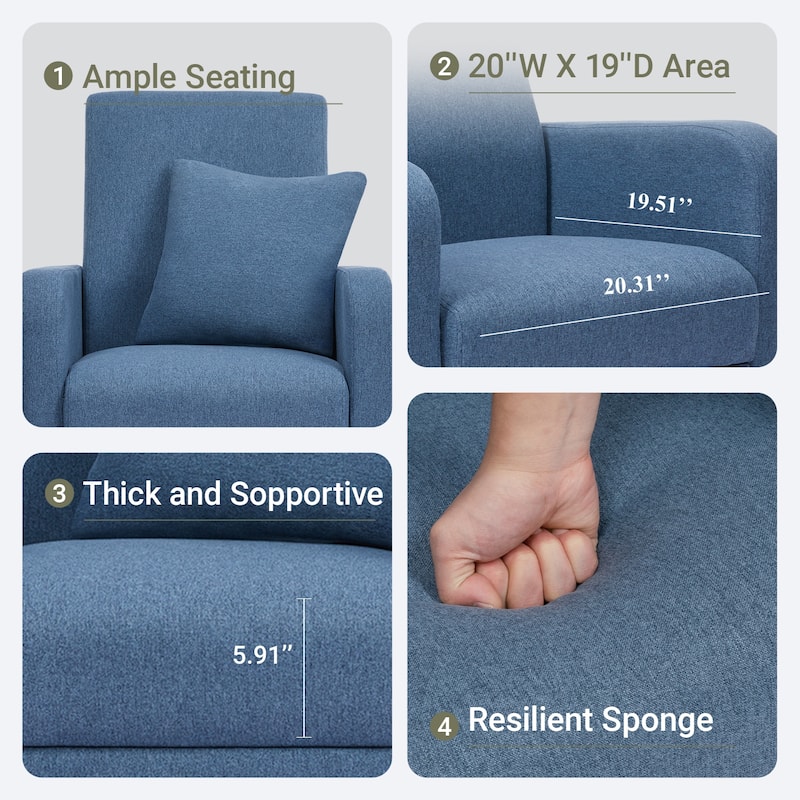 Fabric/Leather Modern Accent Chairs with Lounge Seat