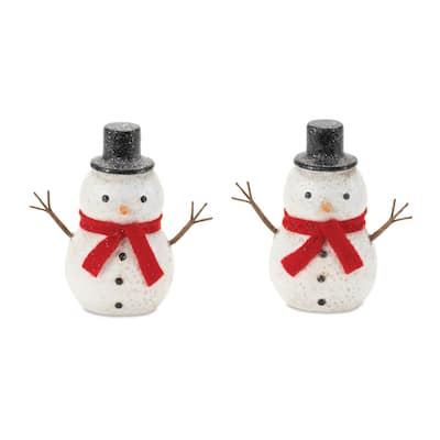 Glittered Snowman Christmas Figurines - 4.75" - Set of 6