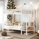 preview thumbnail 1 of 11, Twin Over Twin Metal Bunk Bed with Ladder and Wardrobe, White White