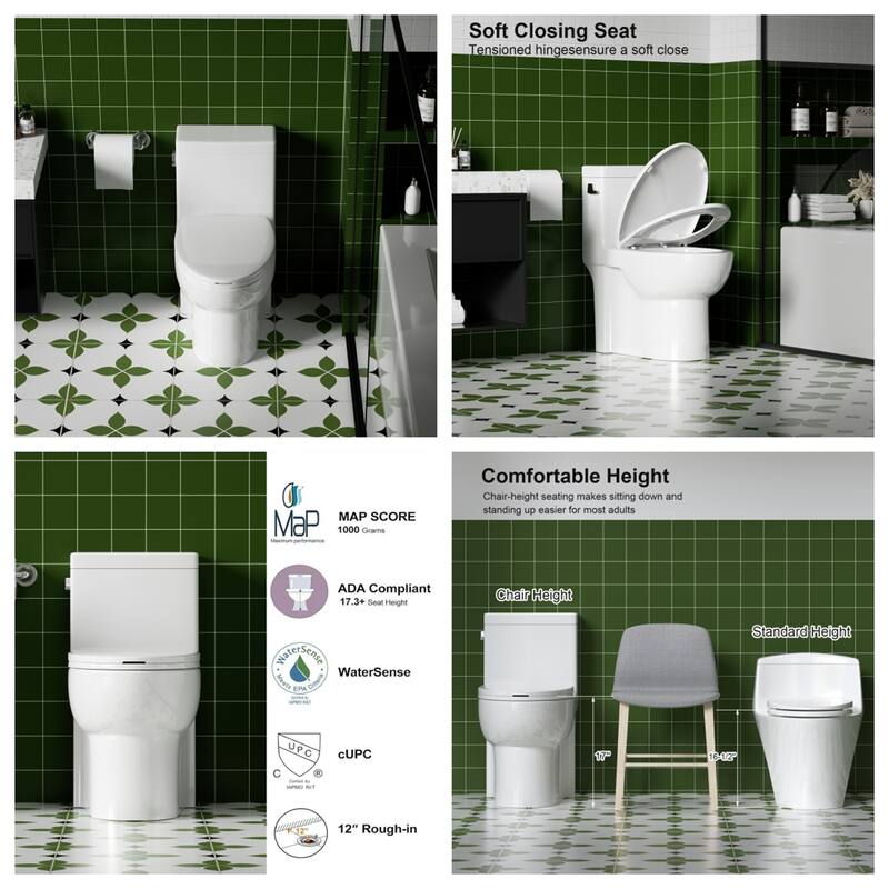 1.28GPF One-Piece Toilet, Elongated ADA, Side Flush, 1000g MAP, White