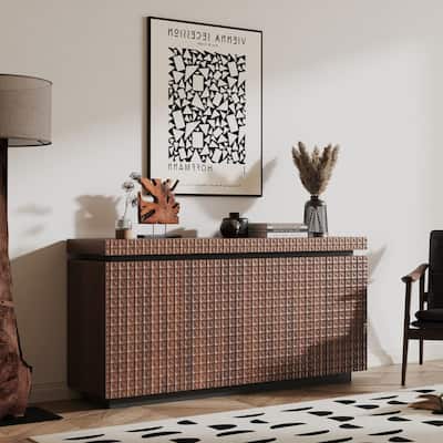 Modern 58.3" Sideboard Buffet Cabinet with Easy Clean Durable Storage and Anti-Collision Design for Your Home
