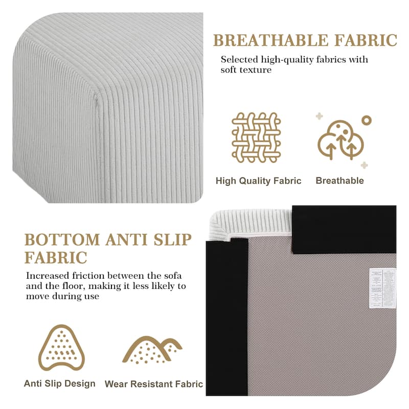 Corduroy Upholstered Modular Sectional Sofa with Ottoman