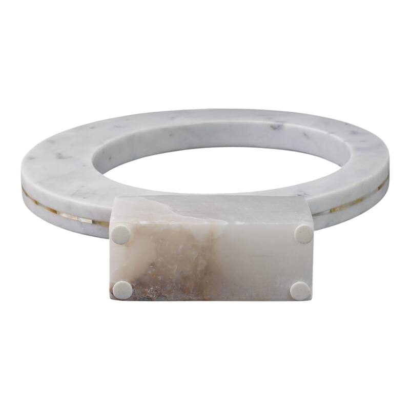 Stone Sculpture Circular Ring Geometric Base for Contemporary Display