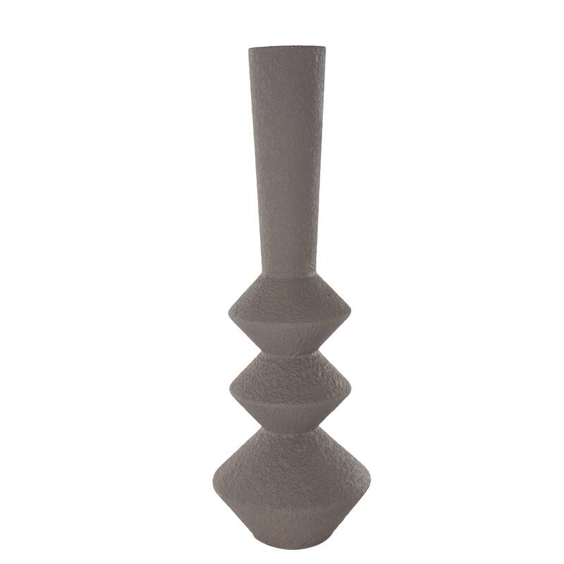 Dark Gray Metal Art Deco Fluted Decorative Vase