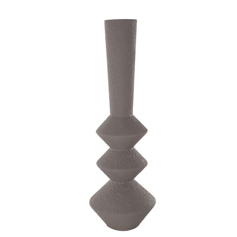 Metal Art Deco Fluted Decorative Vase - Dark Gray - Roche River Decor