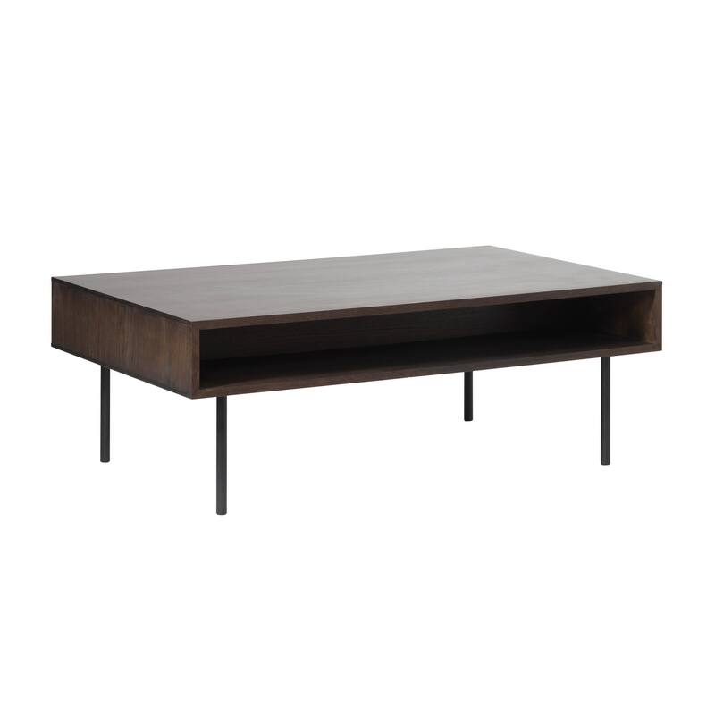 Rye Studio Modern 46" Wide 2-Drawer Coffee Table, Espresso Oak - 28"W x 46"L x 16.5"H