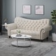preview thumbnail 1 of 10, Wastacio Chesterfield Button-tufted Sofa by Christopher Knight Home - 34.00"D x 84.50"W x 37.50"H Beige + Dark Brown
