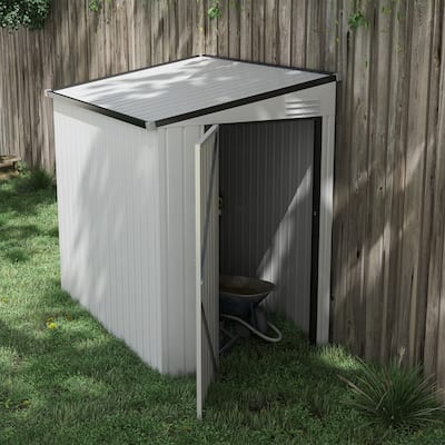 Outsunny 4' x 6' Metal Outdoor Storage Shed, Lean to Storage Shed, Garden Tool Storage House with Lockable Door