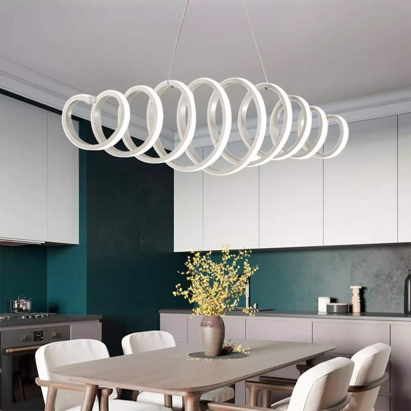 Modern Acrylic LED Wave Chandelier S shape Pendant Light Ceiling Lamps - 39" x 39"