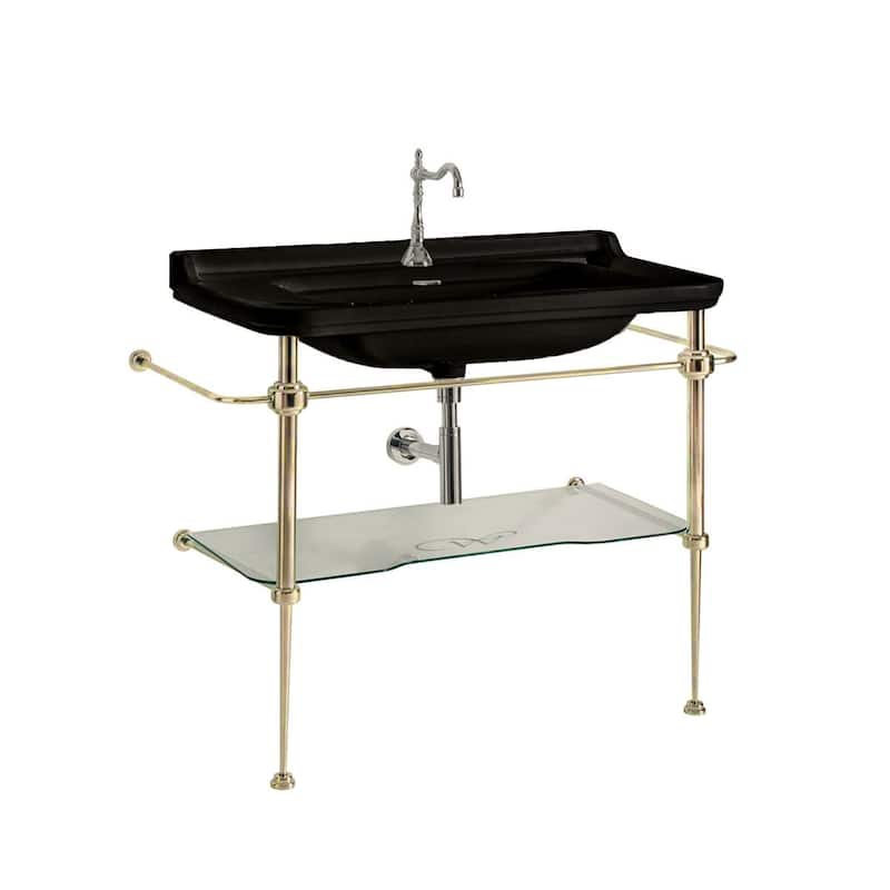 WS Bath Collections Waldorf 4142K5.01+9196K2 Waldorf 39-3/8" - Glossy Black, Polished Gold