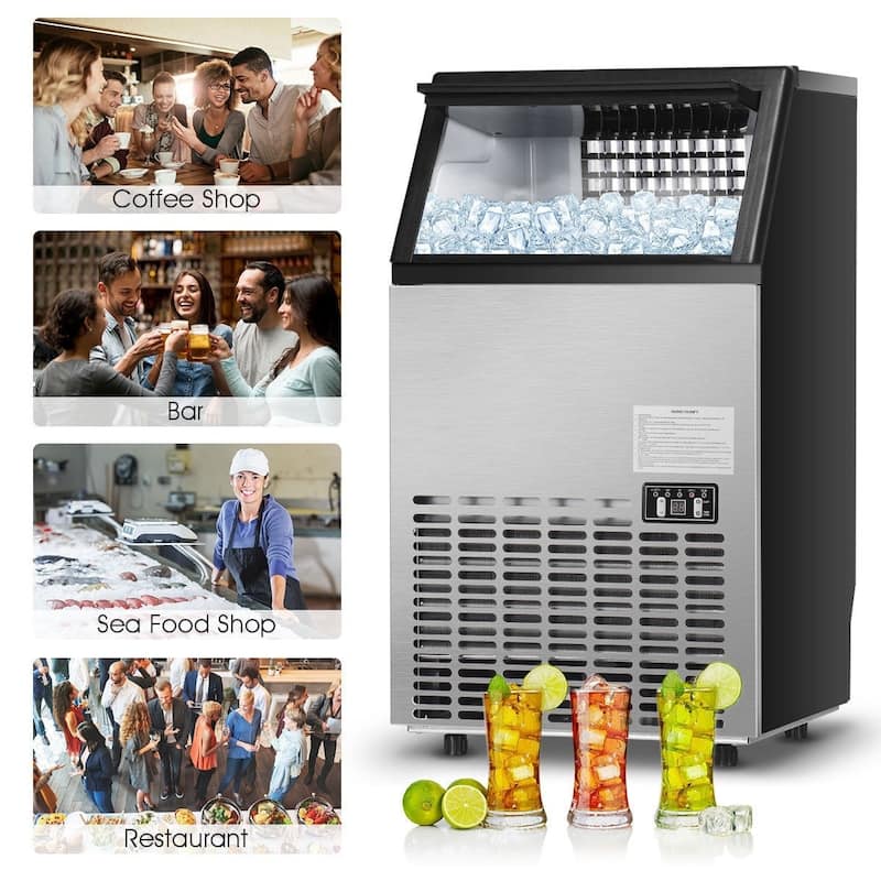 Portable Built-In Stainless Steel Commercial Ice Maker - 17.6" x 15.7" x 31.3"