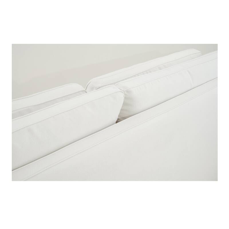 NADAAL STUDIOS Cyris Sofa, Minimalist Bench Form with Layered Cushions and Performance Upholstery, Ivory