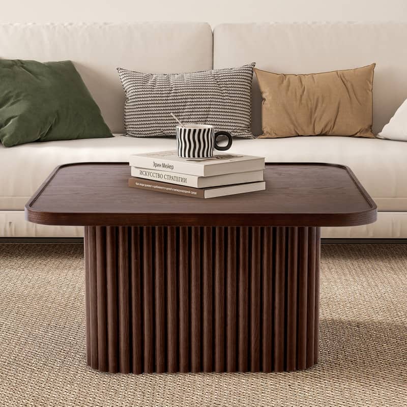 Pedestal Coffee Table with Fluted Base