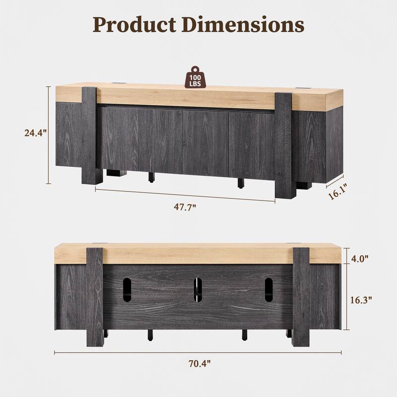 Modern Farmhouse TV Stand, Wood Entertainment Center for Living Room