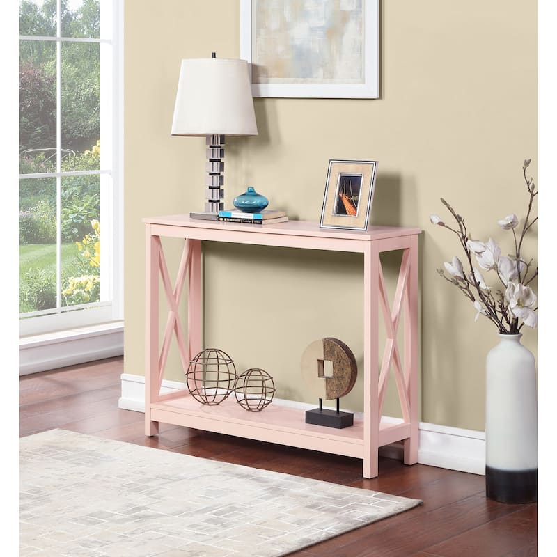 Convenience Concepts Oxford Console Table with Shelf - Blush Pink