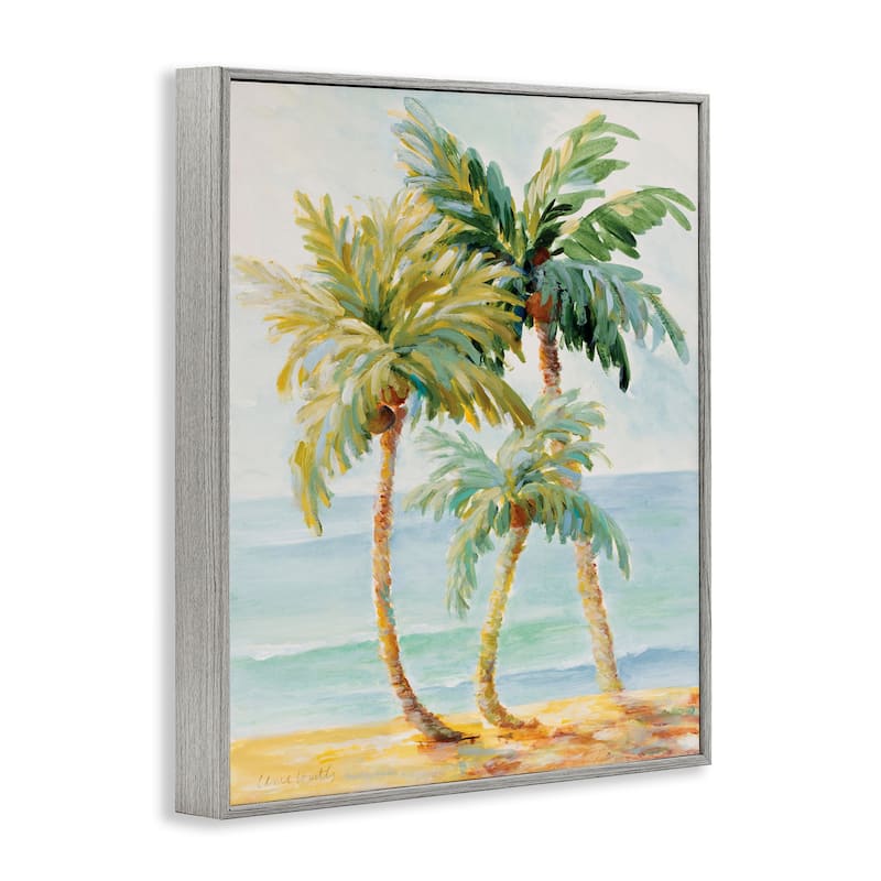 Stupell Tropical Palm Trees on Coastal Beach Sand Framed Giclee Texturized Art by Lanie Loreth