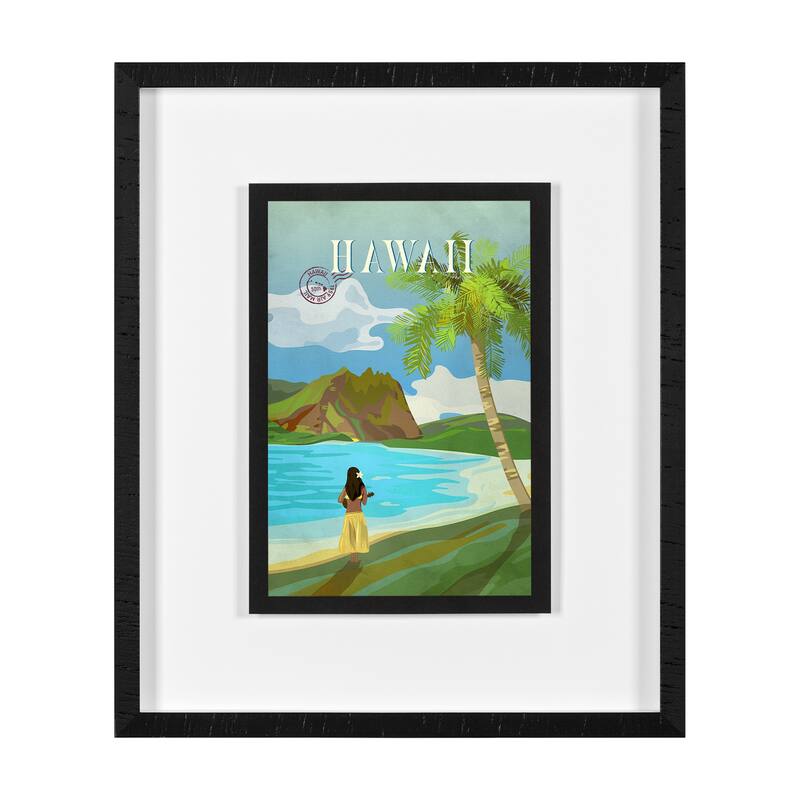 Hawaii Go USA by Mercana Studio a Hand Embellished Framed Art Print Series - 22 x 26 - Black